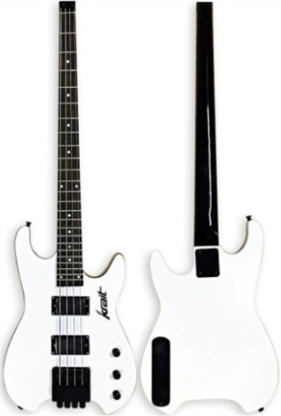 White Electric Bass With Four Strings